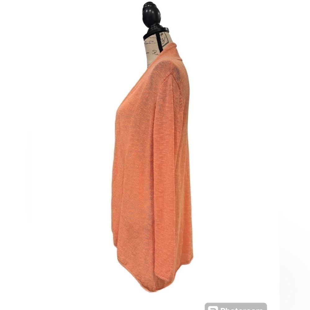 Eileen Fisher Linen Blend Open Front Cardigan Womens Size Small Coral - Picture 3 of 12